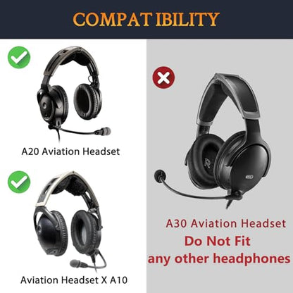 SOULWIT Replacement Kit for Bose Aviation (A20/X A10) - Black | EarPads + Headband + Mic Cover for (A20/X A10) Headphones