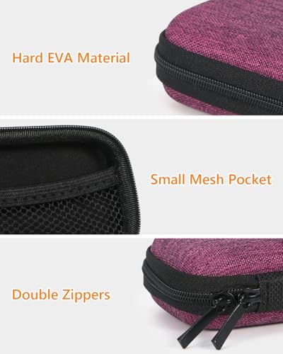 Mini Hard Earbud Case, Grape-Purple Cute Pouch for Samsung JBL Sony | Fits Apple Airpods, Earpods, Cable, Card, Earplugs, Heart Monitor, Small Protective Carrying Bag - color: Grape-Purple