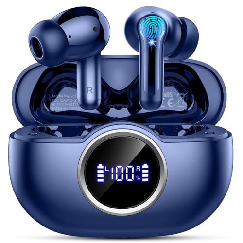 Wireless Earbuds, 2025 Bluetooth 5.4 Headphone 3D Bass Hi-Fi Stereo Ear Buds, 4 ENC Noise Cancelling Mic, 40H 3g USB-C in-Ear Earphone, IP7 Waterproof Workout Sport for Laptop Pad Android iOS, Blue - color: Blue