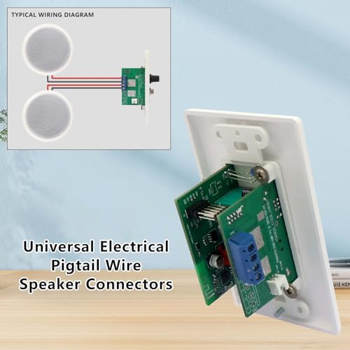 in Wall Audio Control Amplifier Receiver Compatible with Bluetooth 2 Channel Wall Plate with USB Microphone Aux (3.5mm) Input 120W for Sound Systems Home Theater Integration