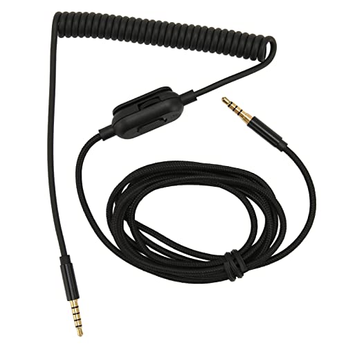Replacement Headphone Cable Coiled Aux Cord for Astro A30 6.6ft Adjustable Volume Replacement Sound Spring Cable 3.5mm Plugs Upgrade Headphone Audio Cable Gold