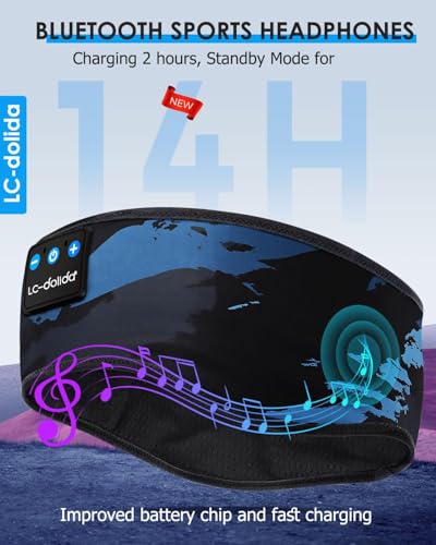 LC-dolida Sleep Headphones Bluetooth Headband, Sleep Headphones Wireless Bluetooth with Ultra-Thin HD Stereo Speaker, Sleep Headband Earphones for Workout Yoga Insomnia Meditation Gifts(Blue) - color: Azure