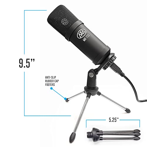 AxcessAbles MX-100 Studio XLR Condenser Microphone Bundle - Low-Noise Professional Recording Mic Kit with Desktop Tripod, Shock Mount & Cable, Compatible with Focusrite Scarlett/Behringer Interfaces