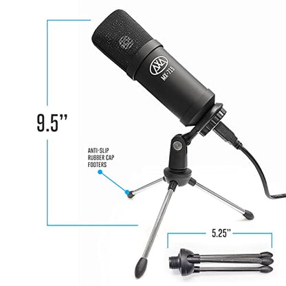 AxcessAbles MX-100 Studio XLR Condenser Microphone Bundle - Low-Noise Professional Recording Mic Kit with Desktop Tripod, Shock Mount & Cable, Compatible with Focusrite Scarlett/Behringer Interfaces