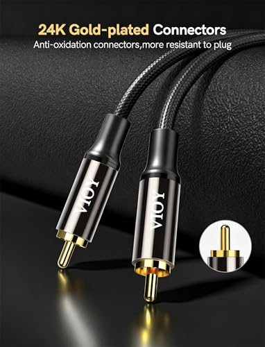 VIOY Coaxial Digital Audio Cable 2 Pack 3.3FT, RCA Male Subwoofer Cable | Gold-plated RCA plug, lossless digital signal, EMI/RFI Shielding, Braided Jacket for TV, soundbar, subwoofer and home theater - size: 3FT-2PACK