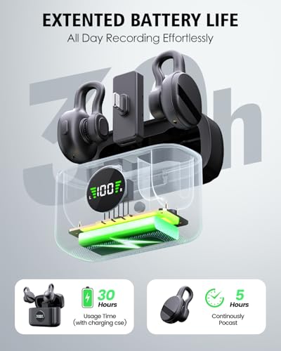 ZVVN Mini Wireless Microphone with Lightning Plug for iPhone, Lavalier Microphone with Noise Cancellation, 30H Battery, for Video Recording, Podcast, YouTube, TikTok, Live Streaming