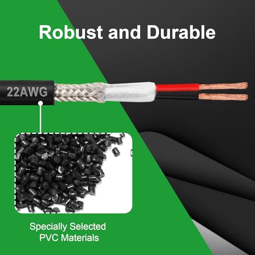 MOOKEERF 22/2 Shielded Wire 25FT,22AWG 2 Conductor Shielded Cable Stranded Pure Copper CNC Wire for CNC Router Machine,CNC VFD Spindle,3D Printer,Stepper Motor,Transformer,etc. - size: 25FT, style: 22AWG(2 Conductor)