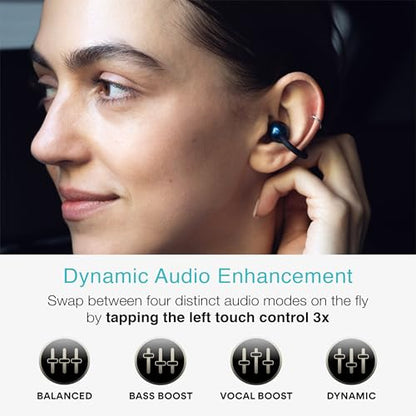 MEE audio Pebbles Air Open Ear True Wireless Earbuds - Bluetooth 5.3 Lightweight Earclip Headphones with Headset Microphone & Call Noise Reduction for Gym/Workouts/Sports and Gaming (Sapphire/Blue) | Bluetooth 5.3, Lightweight Earclip Headphones, Headset