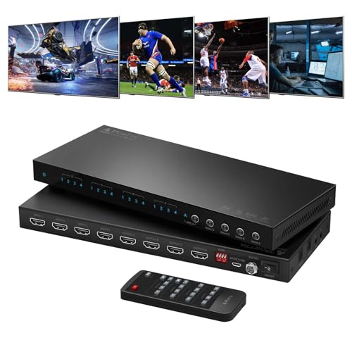 PORTTA 4x4 HDMI Matrix 4K 60Hz 4:4:4, 4 in 4 Out Switch Splitter, Audio Extractor, 16 EDID Modes with Remote Control Supports HDMI 2.0b, HDCP 2.2, HDR, YUV, ARC, 18Gbps, 3D, Downscaler 4K & 1080P - style: HDMI Matrix 4x4 4K@60Hz