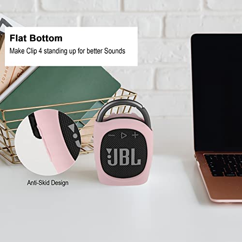 Silicone Case Compatible with JBL Clip 4 - Portable Mini Speaker Stand Up Protective Carrying Case Cover for JBL Clip 4 (Pink) - color: Pink