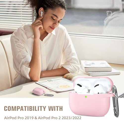 Hamile Compatible with AirPods Pro Case Protective Silicone Airpod Case Shockproof Cover Skin for Apple Airpod Pro 2019 Charging Case, with Keychain Pastel Pink - color: 4-Light Pink