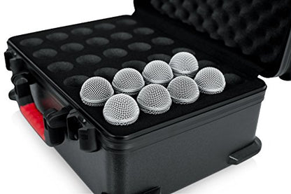 Gator Cases Molded Flight Case to Hold Up to (30) Wired Microphones with TSA Approved Locking Latch, (GTSA-MIC30) - style: (30) Wired Mics