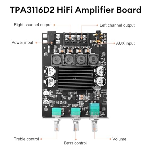 Daakro ZK-1002T Bluetooth Amplifier Board,100W+100W 2.0 Channel Amp Board w/Treble/Bass Control,DC 12-24V, BT/AUX Inputs,Audio Amp Board for Home DIY Wireless Speakers,Password Free (2PCS ZK-1002T) - color: ZK-1002T-2cps