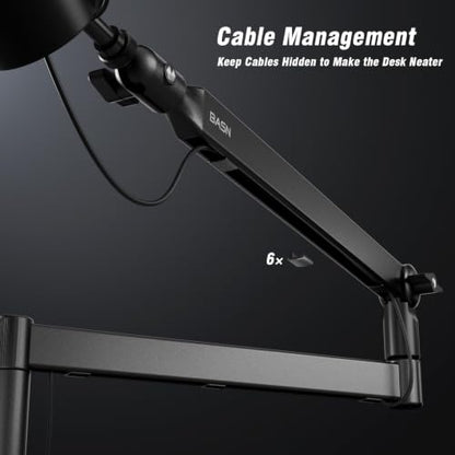 BASN Low Profile Microphone Boom Arm Stand with Desk Clamp - Rotatable & Storable Design, Cable Management Channel, 3/8" to 5/8" Thread Adapter for Podcast, Gaming, Streaming, Vocal Recording