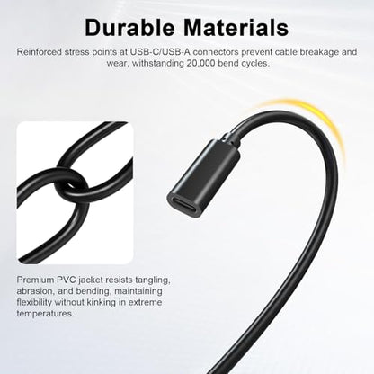 Zosvoses USB-C to USB-A Adapter Cable Compatible with SteelSeries Arctis 7X, Arctis 7P, Arctis 1 Wireless Gaming Headset Audio Transmitter Adapter, 4.9ft
