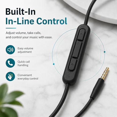 Gokotta Replacement Audio Cable Cord, 3.5mm to 2.5mm Aux Wire in line Mic Volume-Control for Bose QuietComfort QC45 QC35II QC35 QC25 NC700 OE2 Soundtrue Headphones (Black)
