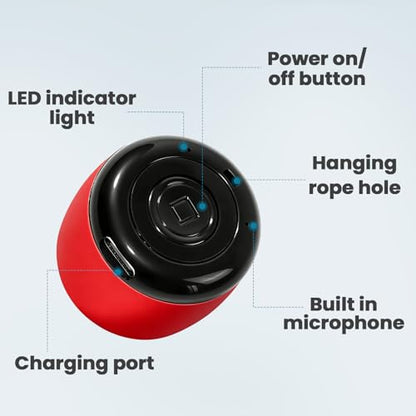 Best Mini Portable Bluetooth Speaker with HD Sound & Bass I Smallest Wireless Bluetooth Speakers for Phone/PC/Tablet I Photo Selfie Button Answer Phone Calls I Cute Tiny Speaker (Red) - color: Red