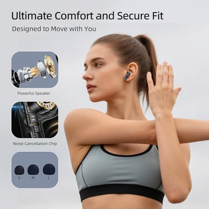 Wireless Earbuds, 100H Bluetooth 5.4 Headphones, ENC+ ANC Noise Cancelling Touch Control True Wireless Bluetooth Ear Buds,Stereo Deep Bass Bluetooth Headset for Sports/Workout/Gym(Blue) - color: Blue