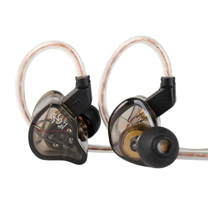 CCZ NC01 Gospel Gaming Earbuds, Stereo Sound in Ear Monitor Headphones Wired, Customized Dual Magnetic DD IEMS Earphone with Detachable Tangle-Free Cable PC Cavity for Computer (with mic, Clear Black)
