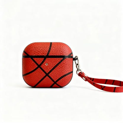 Basketball AirPods Pro 3 Case 2025, Premium PU Leather Protective Cover with Keychain, Cute Hard Shell Earbuds Case, Red - color: (Basketball-05), size: Compatible with Airpods Pro 3(Model A2700/A2931)