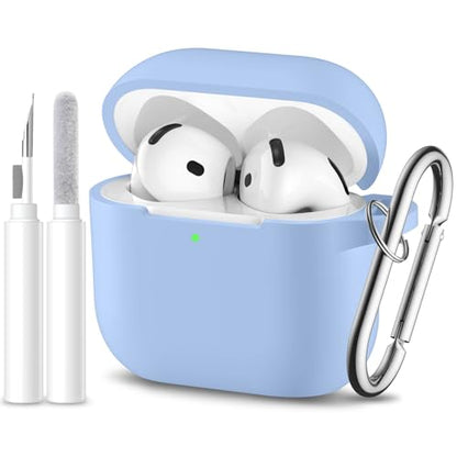for Airpods 4th Generation Case Cover(2024),Soft Silicone Full Protective Case for AirPods 4 Case with Keychain & Cleaner Kit,Compatible with Apple Airpods 4 for Women,Men（Lilac） - color: Lilac