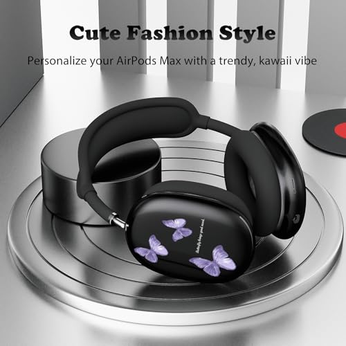 for AirPods Max Headphones Butterfly Ear Covers for AirPods Max 2 | Cute Clear Ear Cups Cover | Black Silicone Ear Pad Case Headband Cover for Apple AirPods Max 2/1 (2026/2024/2020) - color: Butterfly A/Black