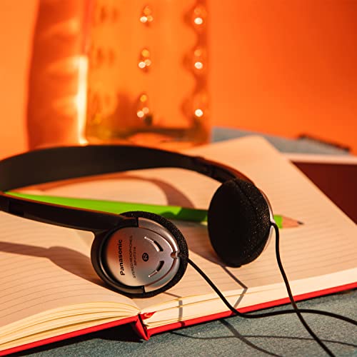 Panasonic Headphones, On-Ear Lightweight Earphones with Microphone and XBS for Extra Bass and Clear, Natural Sound, 3.5mm Jack for Phones and Laptops, Work from Home - RP-HT21M (Black & Silver) - size: 36 x 6.7 x 0.5 inches (Pack of 2), style: On Ear - Wi