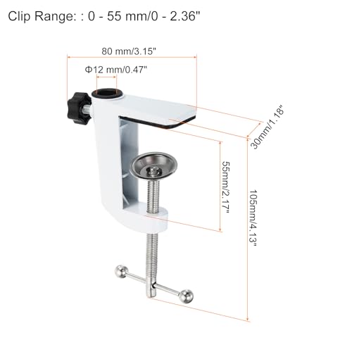Generic 0.47" Hole Dia. Desk Clamp, Universal Bracket Adjustable C-Clamp Base for Microphone Mic Arm Table Lamp Mount Holder, White