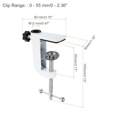 Generic 0.47" Hole Dia. Desk Clamp, Universal Bracket Adjustable C-Clamp Base for Microphone Mic Arm Table Lamp Mount Holder, White