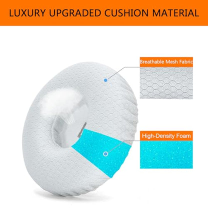 Defean Replacement Cushions Kit 2 IN1 Mesh Fabric Ear Pads + Headband Compatible with JBL Tune 600(T600BTNC 600BTNC)/660(T660NC 660NC)/670(T670NC 670NC) Headphones (White) - color: White