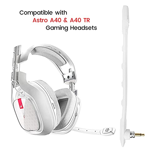 Microphone for Astro A40, A40 TR Gaming Headsets, Detachable 3.5mm, White | Noise Cancellation Mic with Foam Cover, for PS5 PS4 Xbox Series X/S - color: White