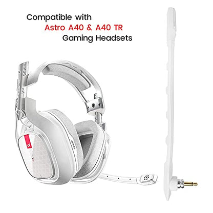 Microphone for Astro A40, A40 TR Gaming Headsets, Detachable 3.5mm, White | Noise Cancellation Mic with Foam Cover, for PS5 PS4 Xbox Series X/S - color: White