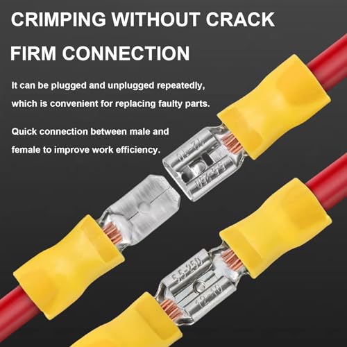 200피스 수 빠른 분리 비닐 절연 스페이드 와이어 커넥터, 16-14 AWG-6.3mm 0.6cm(1/4인치) 전기 크림프 터미널 - size: Male 200pcs AWG16-14 Blue