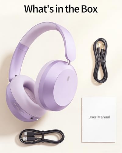 Wentronic Y05 Wireless Bluetooth Headphone, Noise Cancelling, Purple | Wireless Over-Ear Headphones, Hi-Res Audio, 48H Playtime, Built-in Mic, Comfort & Connectivity, Works with iOS, Android & PC - color: Purple