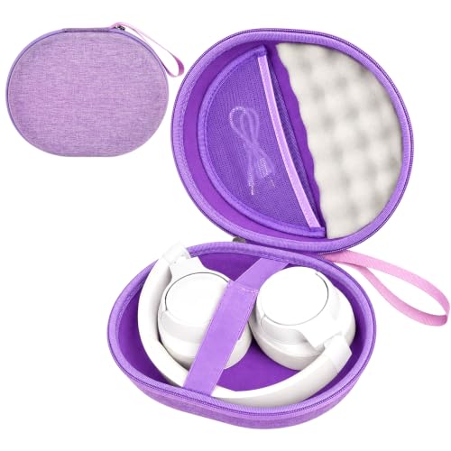 Hard Headphone Case for JBL Tune 770NC/510BT/720BT/520BT/670NC | Wave Foam, Elastic Strap, Soft Lining, Mesh Pocket, Carry Handle, Folded Headphone Storage, Purple , Case Only - color: Purple