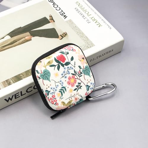 Earbud Case,Headphone Organizer Earbud Storage Bag, Hard EVA Shockproof Cover Carrying Case with Carabiner Clip Compatible with AirPods 5 4 AirPods Pro 2nd /3/2/1 Bose Galaxy Buds (Flower) - color: Flower