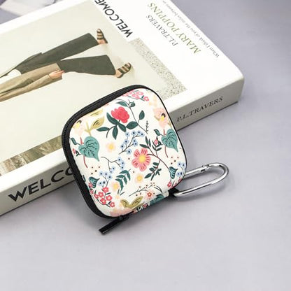 Earbud Case,Headphone Organizer Earbud Storage Bag, Hard EVA Shockproof Cover Carrying Case with Carabiner Clip Compatible with AirPods 5 4 AirPods Pro 2nd /3/2/1 Bose Galaxy Buds (Flower) - color: Flower
