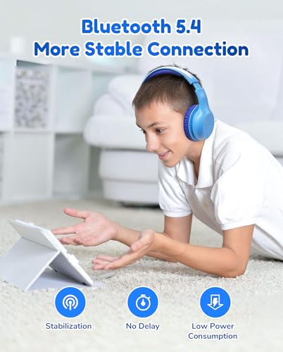 EarFun K2 Kids Bluetooth Headphones for School, Kids Headphones with Mic | Volume Limited, 40H Playtime, Built-in Mic, Stereo Sound, Foldable Over-Ear Headphone for Kids/Toddler/Travel, Royal Blue - color: Royal Blue