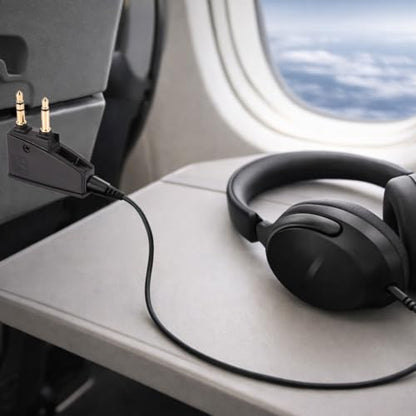 Airplane Headphone Adapter - 3.5mm Jack for Bose 700 QC 2/3 QC45/35 QC35ii QC15/25/20 NC700 SoundLink SoundLinkII AE2 AE2i AE2W & More - Compatible with Most in-Flight Entertainment Systems - size: 1pc