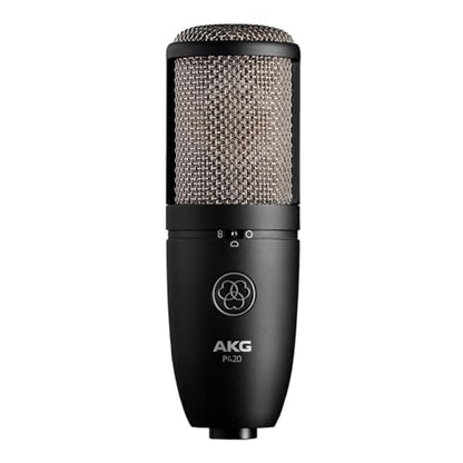 AKG Pro Audio P420 Multi-Pattern Condenser Microphone with Shock Mount and Case. Great for ensemble recording, grand piano, woodwind, brass instruments, drums and percussion. Black and Gold. | Shock Mount and Case. ensemble recording, grand piano, woodwin