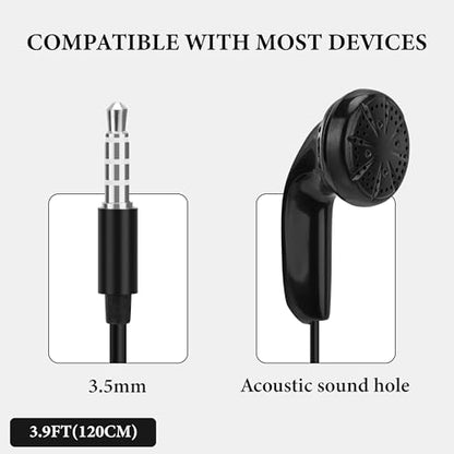 GEEKRIA 3.5mm Wired Earbuds with Mic & Volume Control, Headphones for Seniors, Soft Foam Ear Pads, Plug and Play Earphones Compatible with TV, Phone, PC (Black, 3.9FT)