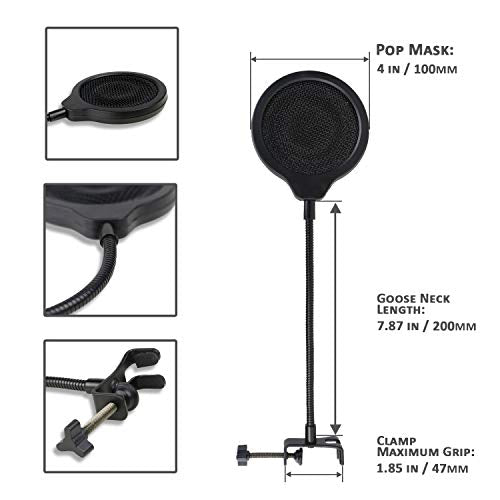 Yeti X Mic Pop Filter with Foam Windscreen - 4 Inch 3 Layers Wind Pop Screen Mask Shield and Foam Wind Cover For Blue Yeti X Mic to Improve Sound Quality by YOUSHARES