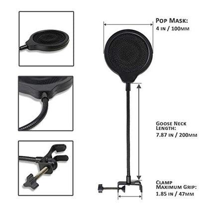 Yeti X Mic Pop Filter with Foam Windscreen - 4 Inch 3 Layers Wind Pop Screen Mask Shield and Foam Wind Cover For Blue Yeti X Mic to Improve Sound Quality by YOUSHARES