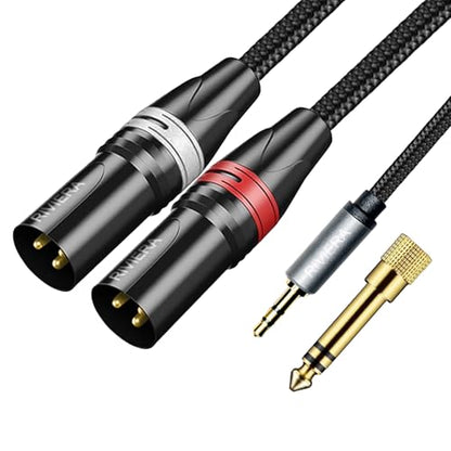 RIVIERA Audio Cable 1/8" TRS 3.5mm Stereo to Dual XLR Male, 10FT/3M - color: 1/8 to Dual XLR Male, size: 10 Feet