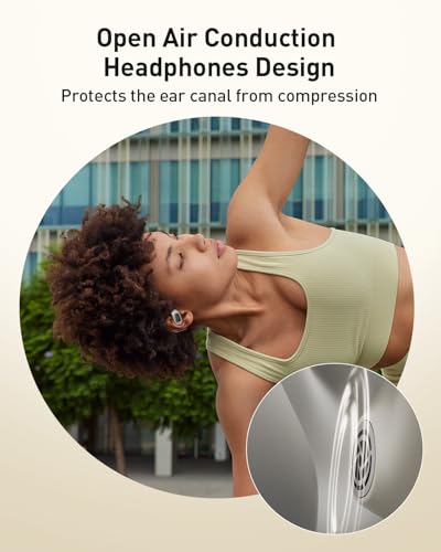 iWALK Open-Ear Headphones, True Wireless Headphones Bluetooth 5.4 Light Earbuds, Ultra Comfort Earhooks, 35H Playtimes, Clear Calls, Air Conduction Stereo Sound with 15mm Drivers for Workouts (Beige) - color: Beige