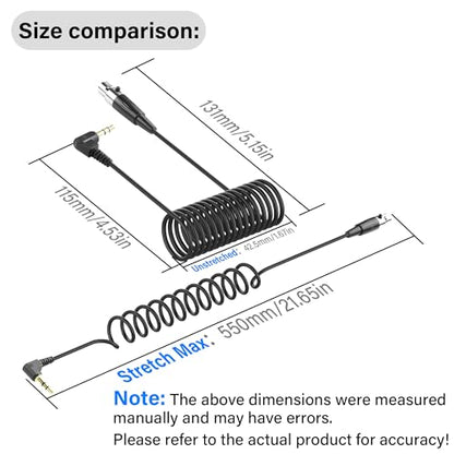 Mini XLR to 3.5mm Stereo Audio Cable Right Angle 1/8" TRS Plug to 3-pin Mini XLR Female Microphone Cable Coiled Mini XLR to 3.5mm Cable for DSLR Cameras,Microphones 1.64Ft (3-pin Mini XLR) - style: 3-pin Mini XLR