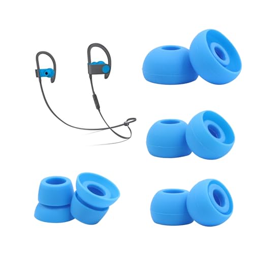 hopopwer Replacement Silicone Earbuds Tips for Powerbeats 3 Powerbeats 2, 4 Pairs Earbuds Silicone Ear Tips Set - Small, Medium, Large and Double Flange (Blue) - color: Blue without Pen