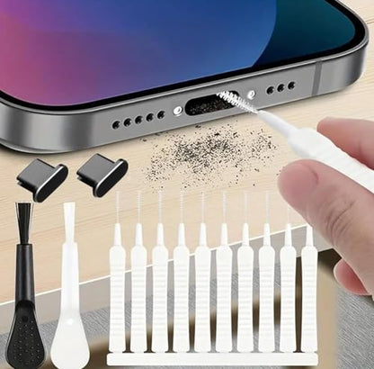 13 PCS Phone Charging Port Cleaner Kit, USB Port & Speaker Dust Removal Tools, Anti-Clog Cleaning Brushes with Dust Plugs for iPhone, Android, Laptop, Earphones, Electronics