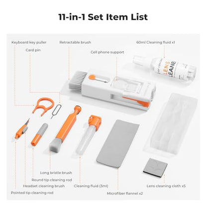 K&F CONCEPT Newly Upgraded 11-in-1 Keyboard Cleaning Kit，Multi-Device Tool | Remove Dirt In Crevices and Holes,Clean Oil and Fingerprints,Safe Mild Cleaner Has Anti-Stain Power,Protects Coatings,MM01