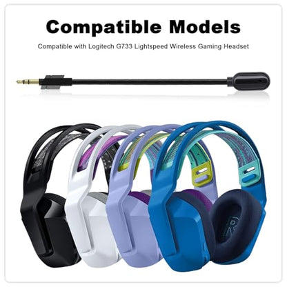 Replacement G733 Microphone Compatible with Logitech G733 Lightspeed Wireless Gaming Headsets, 3.5mm Detachable Noise Cancelling Mic Boom for PC, Xbox One, PS4, PS5